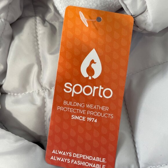 Sporto Coat Plus Size 3X Tulip Quilted Water Resistant Parka White Gray Warm NEW - Picture 6 of 9